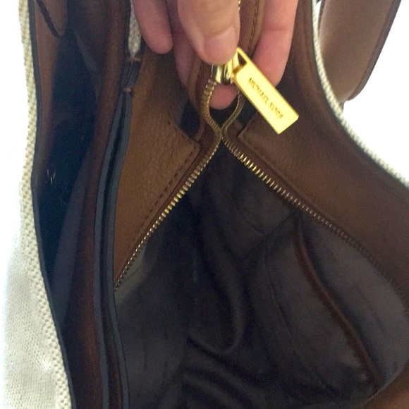 FINAL SALE PRICE MK Tan Canvas and Leather Bag - Picture 5 of 10